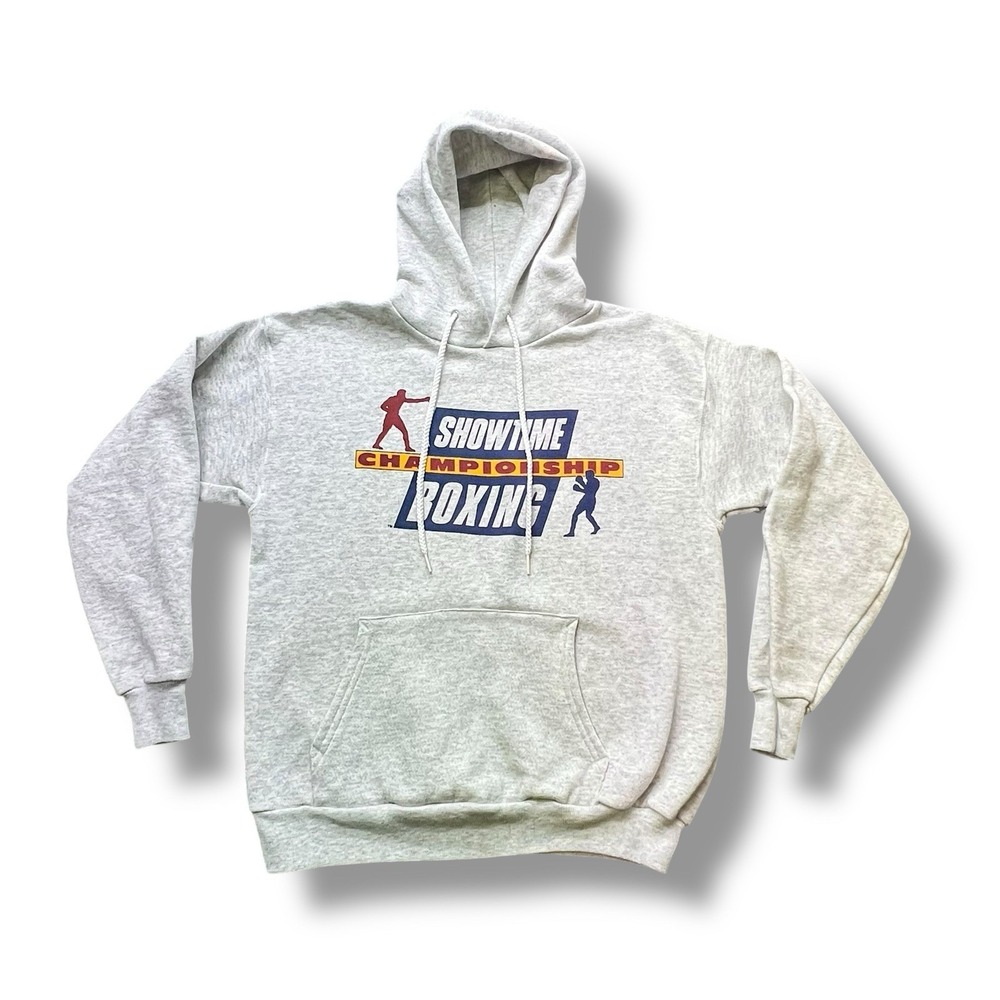 Vtg 90s Grey Showtime Championship Boxing logo hoodie Size Medium (Small) USA